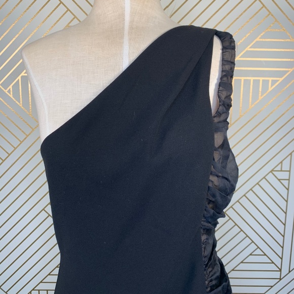 Black Halo One Shoulder Ruched Mini Dress Bodycon - Picture 2 of 8